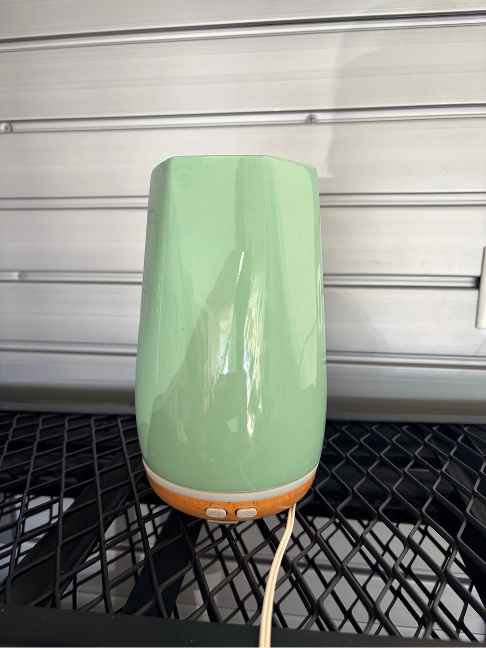 Mint Green Ceramic Essential Oil Diffuser with Wood Accent